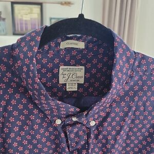 J. Crew Men's Classic Navy Floral Buttondown XXLT Tall Stretch